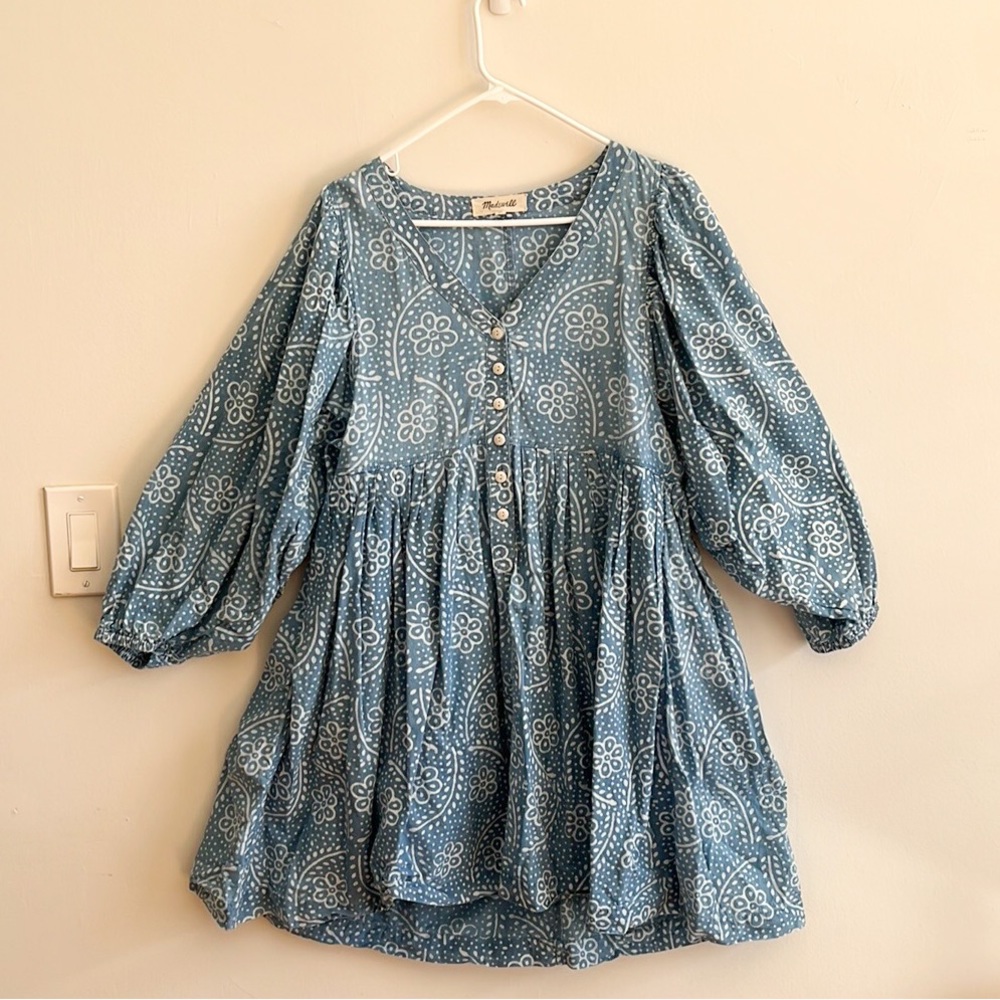 Blue Puff-Sleeved Madewell Dress